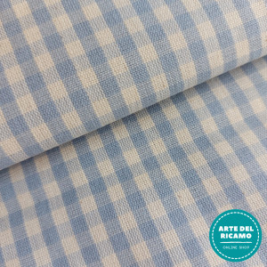 Light Blue Checkered Fabric - Width 180 cm